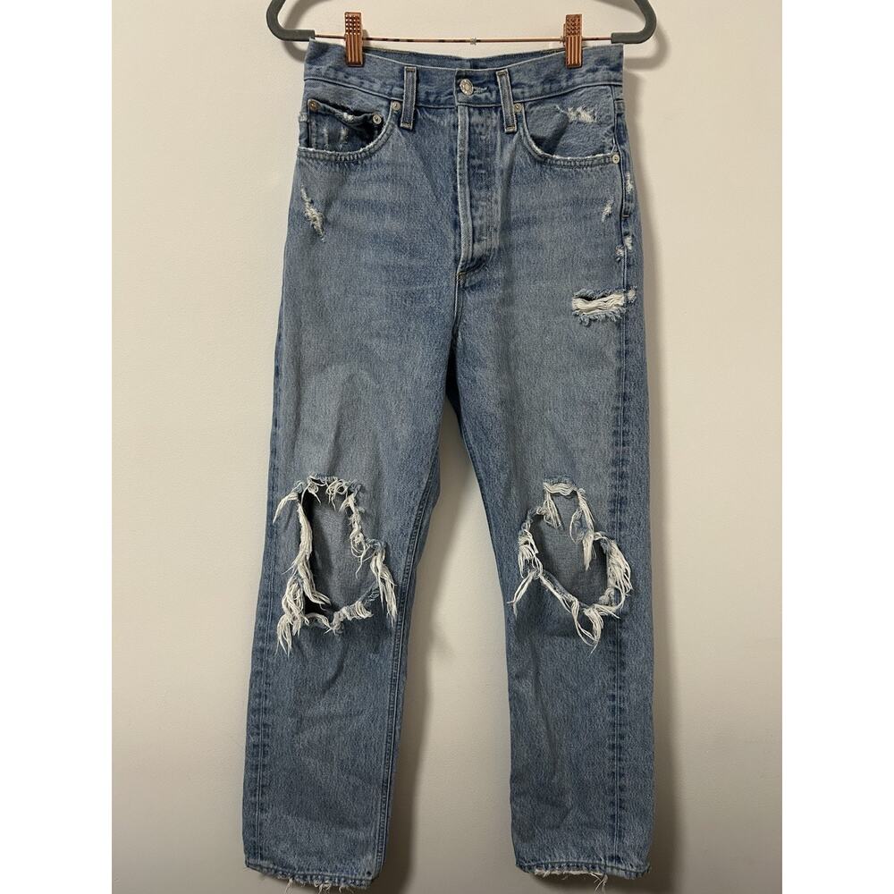 Agolde 90's Pinch Waist High Rise Straight Jeans Women's 26 Distressed‎ Grunge